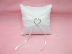 1Pcs White Wedding Ring Pillow 10x10cm with Heart Buckle Wholesa