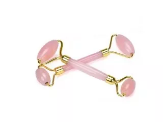 4Pcs Facial Beauty Massage Tool Pink Rose Quartz Double Roller F