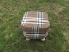 1X Coffee Grid Square Wooden Foot Stool Footrest Padded Seat