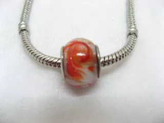 100 White Murano Round Glass European Beads be-g345