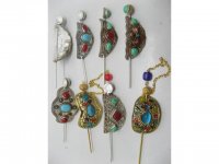 1Piece New Tibetan Inlay Beads Hair Hairpin