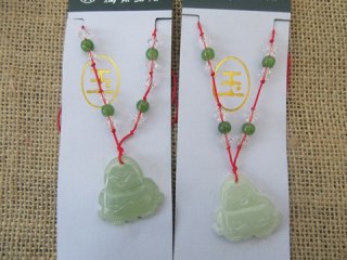 12Pcs Fashion Jade Buddha Necklaces with Red String