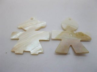 48Pcs Natural Boy & Girl Shell Beads Pendants
