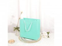 10Pcs Thick Cyan Kraft Paper Gift Carry Shopping Bag 22x22x10cm