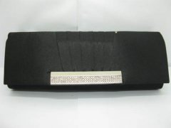 1Pc Black Satin Evening Handbag Wedding Clutch Bag w/Rhinestone 1Pc Black Satin Evening Handbag Wedding Clutch Bag w/Rhinestone