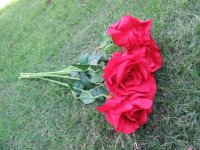 6Pcs Red Rose Artificial Flower Wedding Bouquet Party Home Decor