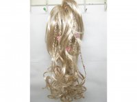 6X Beige Curled Hair Wigs with Braid 35cm