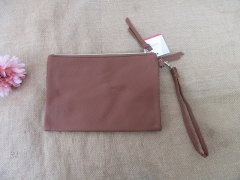 1Pc New Plain Brown Simple Purse Travel Bag Zipper Handbag 1Pc New Plain Brown Simple Purse Travel Bag Zipper Handbag