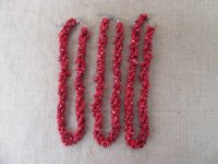 6Pcs Red Knited Genstone Chips Necklace 60cm Long