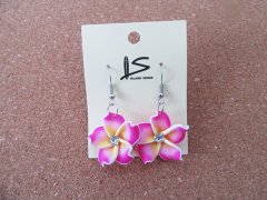 (image for) 12Pair Clay Frangipani Flower Earring Dangle Jewellery Mixed