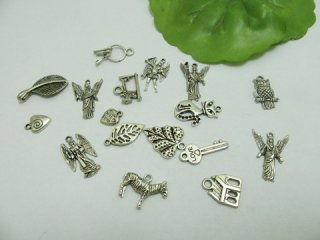 100 Antique Silver Assorted Angel Etc Pendants Charms Finding