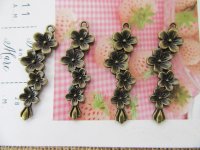 20Pcs Antique Bronze Flower Necklace Pendant Charm 55x33mm