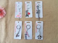 12Pcs Alloy Zinc Key Rings Charm Key Rings Assorted