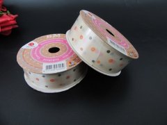 (image for) 12Rolls X 6M Ivory Dotted Satin Ribbon 25mm wide
