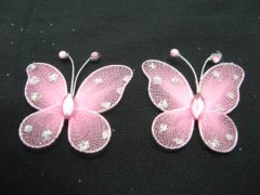(image for) 100 Pink Butterfly Fairy Wing Crafts Embellishments