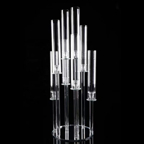 1Pc 9-Heads Tall Crystal Candle Holder Candelabra Centerpiece - Click Image to Close