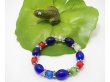 (image for) 50 Dark Blue Oval Glass Beaded Bracelets br-g79