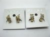24Pairs Metal Earrings w/Glass Rhinestone er-m-ch19