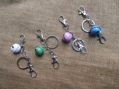 (image for) 10Pcs Bell Key Chain Key Rings w/2 Swivel Clasps Mixed Color