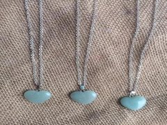 (image for) 6Pcs Green Aventurine Heart Pendant Necklace Healing Jade Heart 