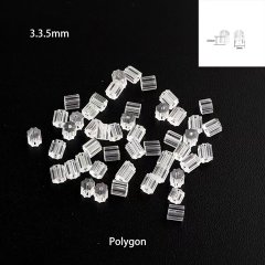 (image for) 6Sheets x 200Pcs Plastic Ear Backs Clear Polygon Earring Stoppers for Earring