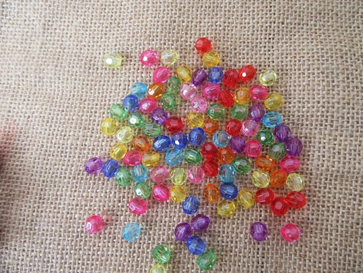 250g (1200Pcs) Faceted Round Beads Jewellery Finding 8mm DIY Mix - Click Image to Close