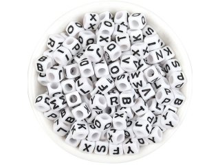 500g White & Black Alphabet Letter Cube Beads 5mm (image for) 500g White & Black Alphabet Letter Cube Beads 5mm
