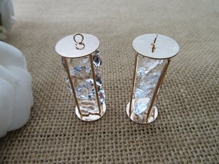 3x6pcs Mini Caged Triple Crystal Pendant Jewellery Accessories