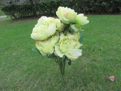 1Pc x 9 Head Green Artificial Peony Flower Arrangement Home 1Pc x 9 Head Green Artificial Peony Flower Arrangement Home