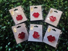 (image for) 24Pcs Red Lip Enamel Lapel Pin Badge Rock Candy