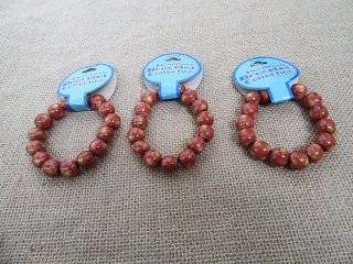 10X Handmade Wooden Round Beads Bracelet 7cm Dia.