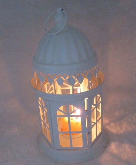 1X White Hanging Candle Lantern Wedding Decoration 27cm - Click Image to Close