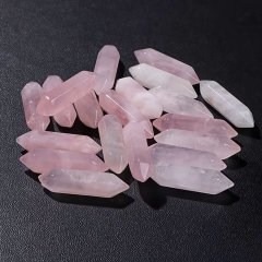 (image for) 20Pcs Hexagonal Column Natural Stone Wand Energy Rose Quartz Stone 10mm