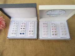 (image for) 15Pair Zirconia Crystal Rhinestone Ear Stud Faux Pearl Earrings 