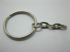 (image for) 400 Flat Round Key Rings With Chains 25mm