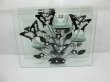 (image for) 1X Glass Tea Light Holder Triple Holder Butterfly Pattern