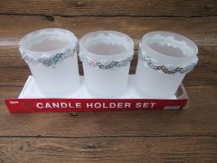 (image for) 3x3Pcs Frosted Glass Tea Light Candle Holder Set