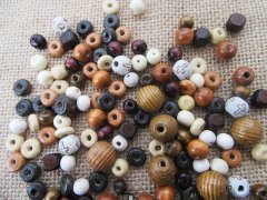 (image for) 250Grams Wooden Loose Beads 8-14mm Assorted
