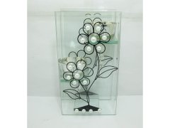 (image for) 4X Glass Tea Light Holder 2 Holders Flower Pattern