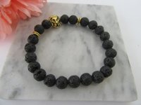 5X New Healing Bead Yoga Bracelet with Golden Lion head Beads 7c