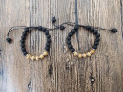 (image for) 6Pcs Drawstring Natural Stone Wooden Beads Bracelet
