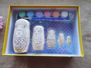 1Set Paint Your Own Wooden Stacking Mermaid Kids Craft