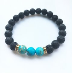 5X New Healing Bead Yoga Bracelet with 3 Blue Beads