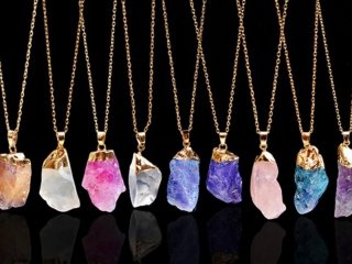 6X New Gemstone Nugget Charm Pendant Necklace Assorted