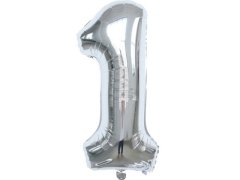 (image for) 6Pcs Silver Numbers 1 Air-Filled Foil Balloons Party Decor