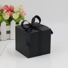 (image for) 30Pcs Black Plain Chocolate Macron Candy Bomboniere Boxes Wedding Favor 75x75mm