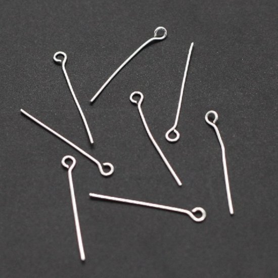 250Gram Silver Plated Eye Pins Jewelry Finding 36mm - Click Image to Close