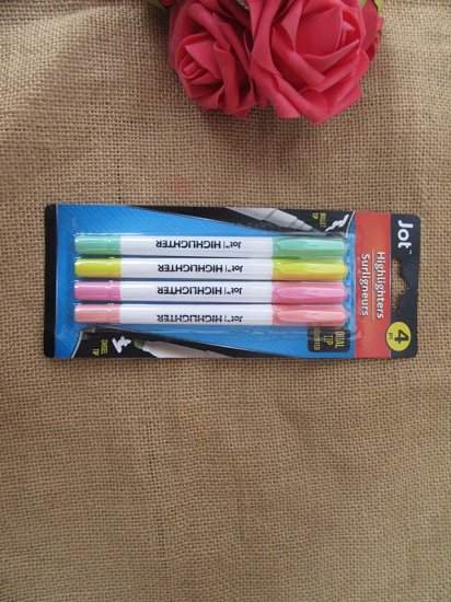 6Sheet x 4Pcs Highlighter Marking Pens Home Office Use - Click Image to Close