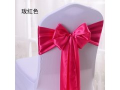 (image for) 10Pcs Hot Pink Satin Sashes Chair Wider Bow Wedding Venue Banque
