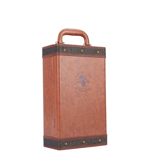 Brown PU Leather Vintage Wine Champagne Bottle Holder Gift Case - Click Image to Close